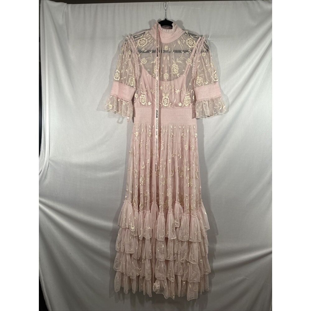 NEW MAC DUGGAL [ 6‎ ] 8005 Embroidered Floral Tiered Smock Neck Gown Rose Pink - Picture 10 of 16
